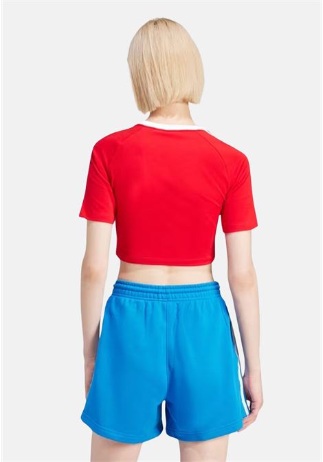 T-shirt da donna rossa crop con trifoil logo bianco ricamato ADIDAS ORIGINALS | IP0665.